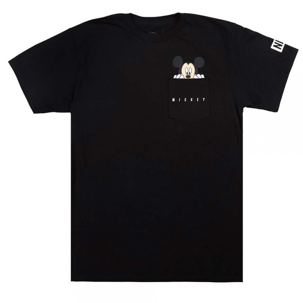 Neff x Mickey Mouse Peek Pocket Disney Collab Black T-Shirt Size XL
